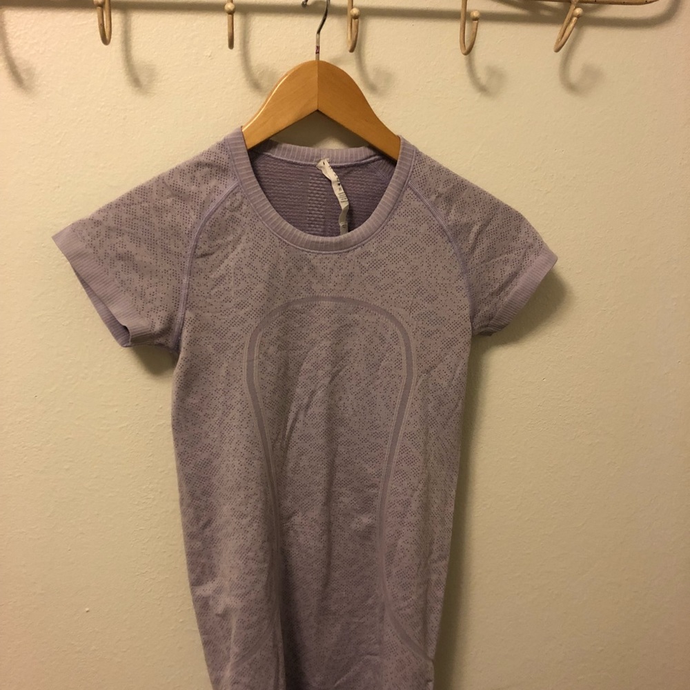 Lavender, Lululemon T-shirt.